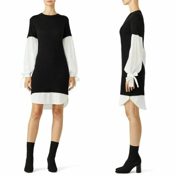 Devlin Black Twofer Layered Sweater Dress Long Sleeve Size XS - Picture 3 of 8